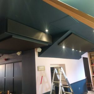 black acoustic panels installed into a restaurant in Worcester
