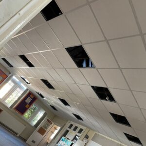 underside of an insulated suspended ceiling.